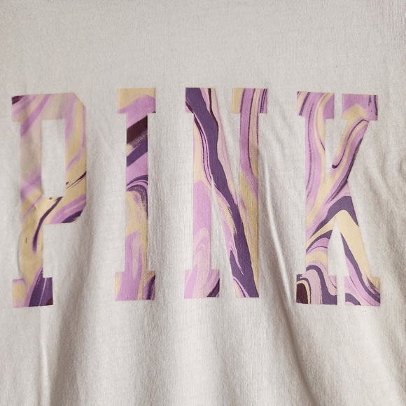 Victoria's secret PINK white and purple shirt 3/4 sleeve Size XS-Medium - Picture 2 of 10